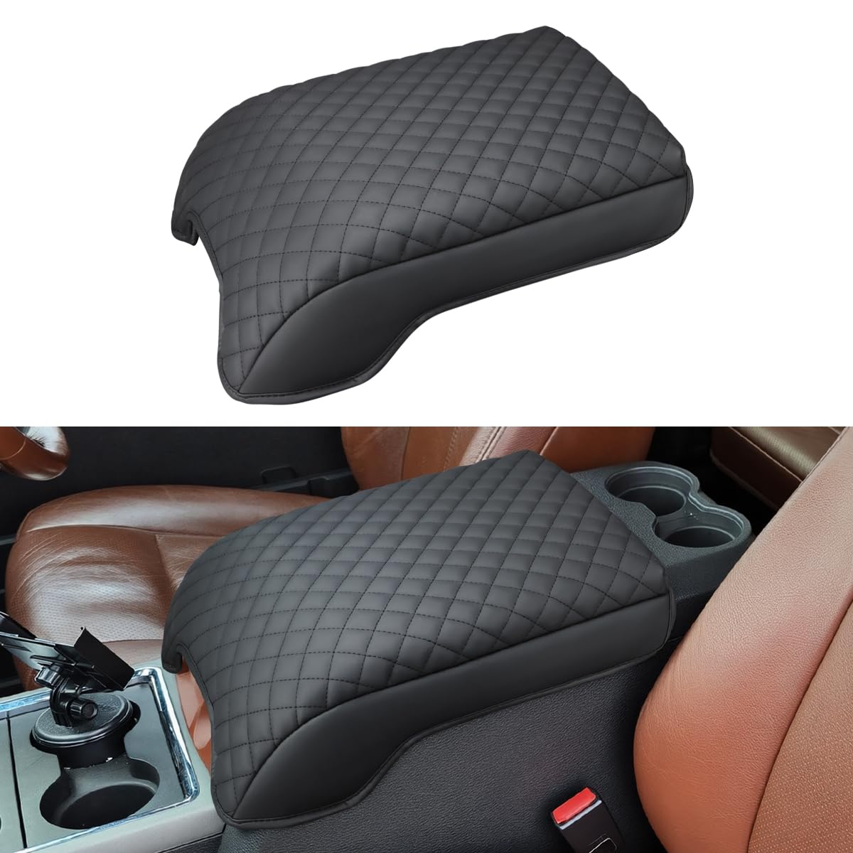 INTGET Center Console Cover for Ford F250 F350 F450 F550 2011 2012 2013 2014 2015 2016 Super Duty Accessories for F-250 F-350 F-450 F-550 Car Interior Armrest Arm Rest Cushion Lid Pad