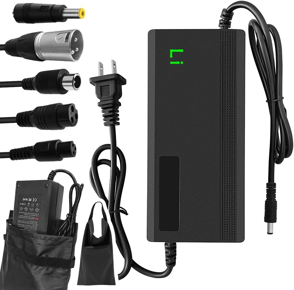 29.4V 3A/5A Charger with 6-in-1 Plug for 36V Lithium Battery Such as Car Truck Lawn Mower Boat Marine Batteries (29.4V5A)