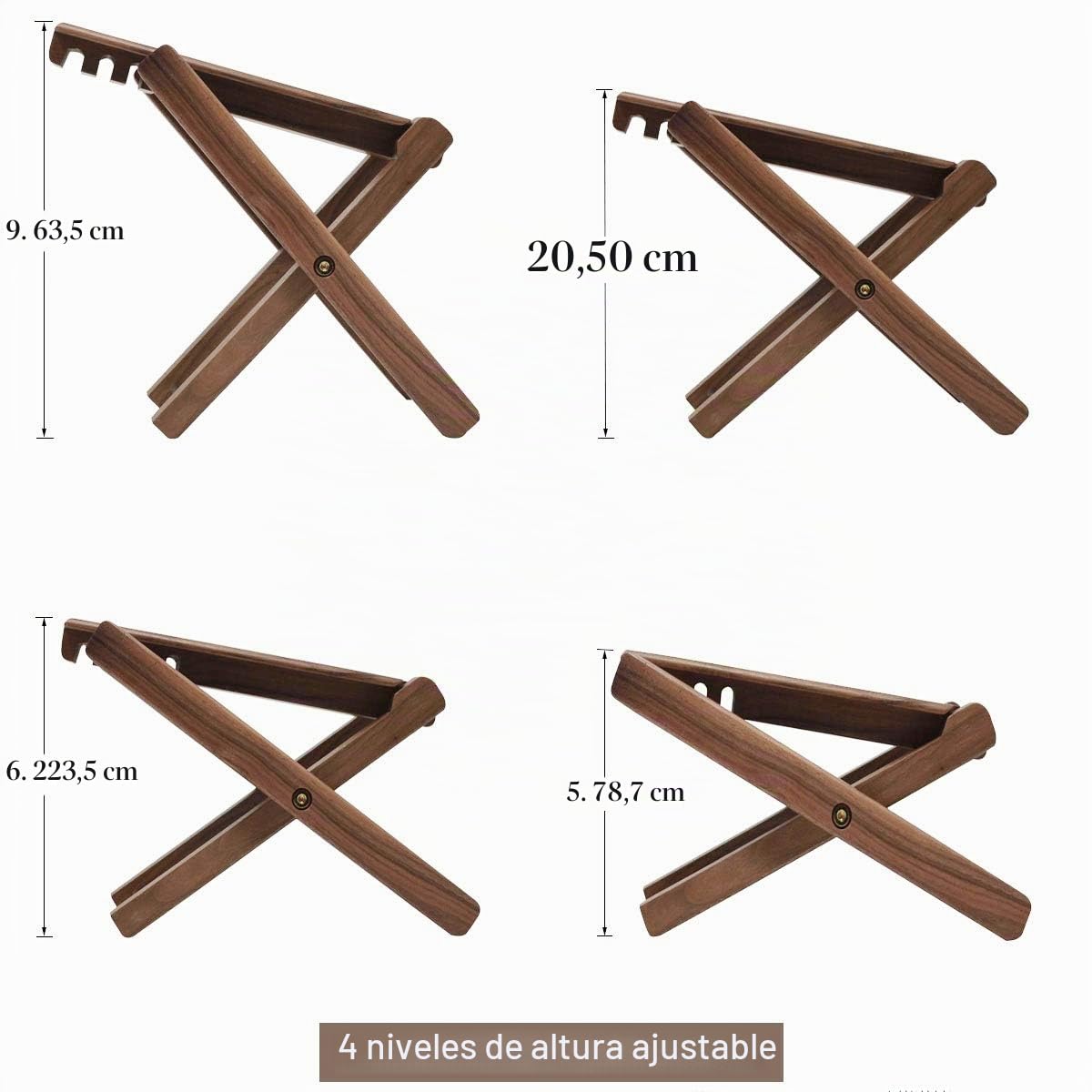 KingPoint Reposapiés de guitarra de madera maciza, 4 niveles de altura ajustables, patas de madera de nogal negro, plegable (reposapiés de nogal negro)