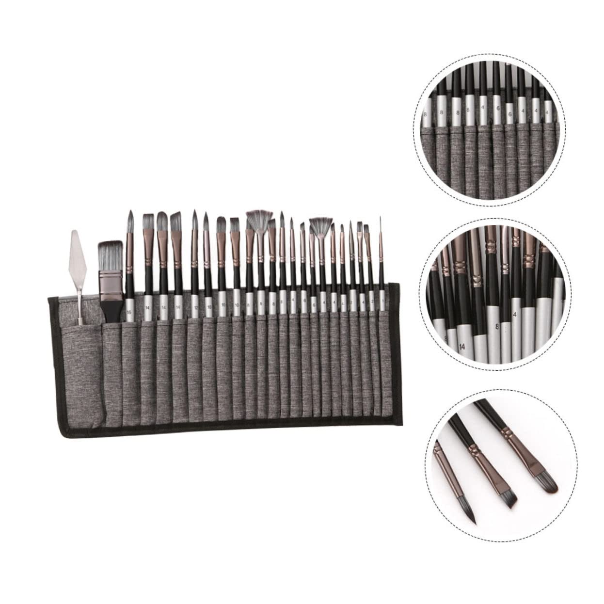 Homoyoyo 24piezas Pinceles de Nailon con Cerdas para Pintar y Dibujar Kit de Pintura para Acuarela y Dibujo de Acuarela con Bolsa para Almacenamiento