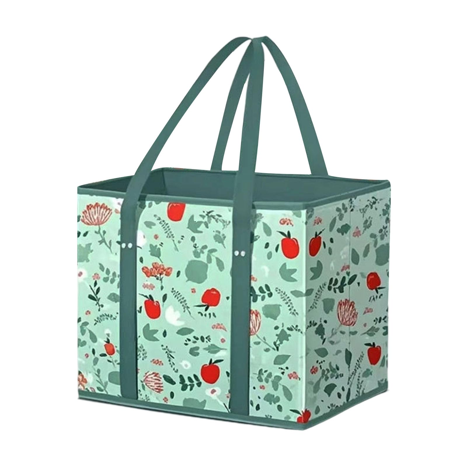 Multipurpose Nonwoven Shopping Basket Foldable Grocery Bag with Florals Pattern for Supermarket Outdoor Use Foldable Grocery Basket