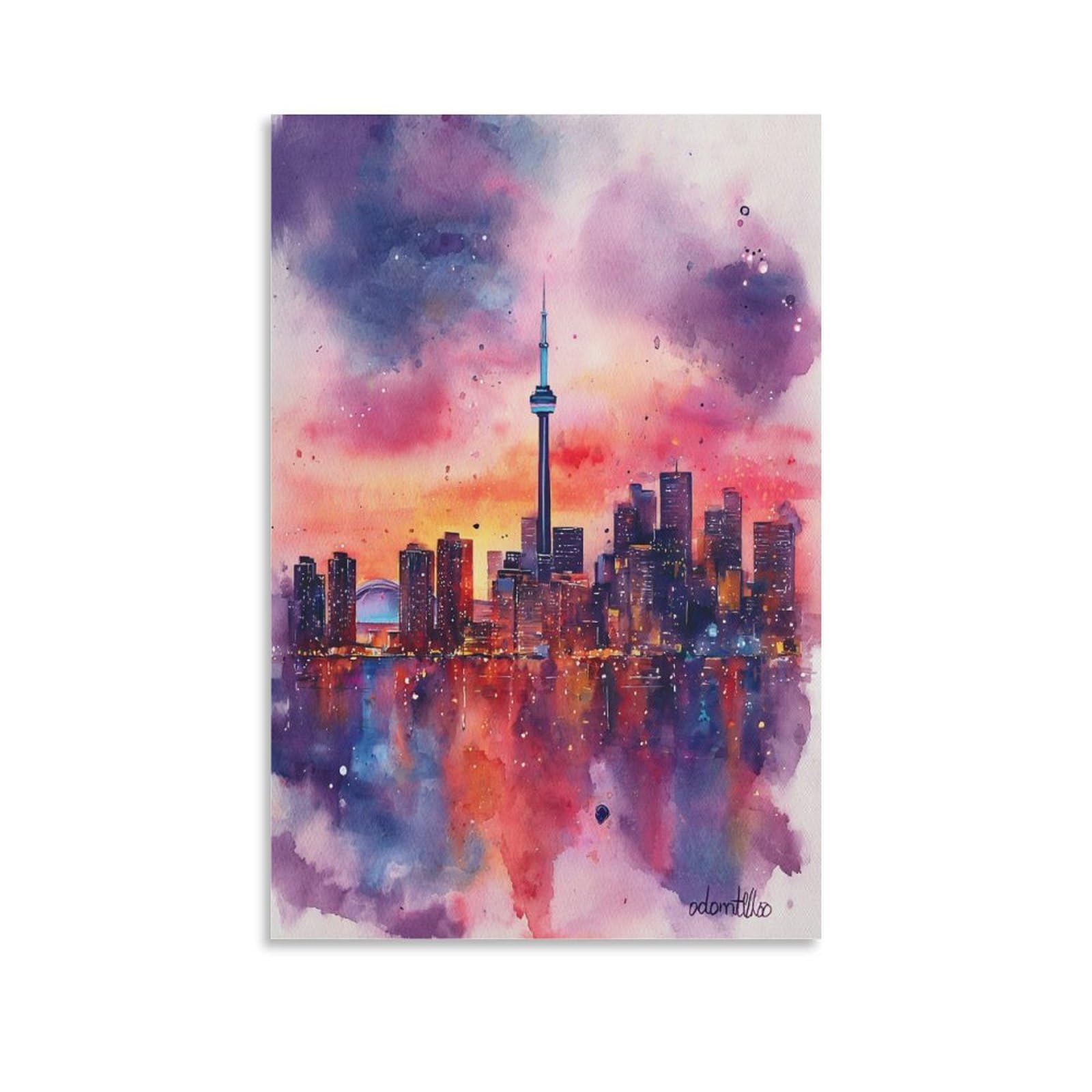 LCYNNH Toronto Custom Lake 20x30inch(50x75cm) Vintage Travel Poster Watercolor Canvas Art