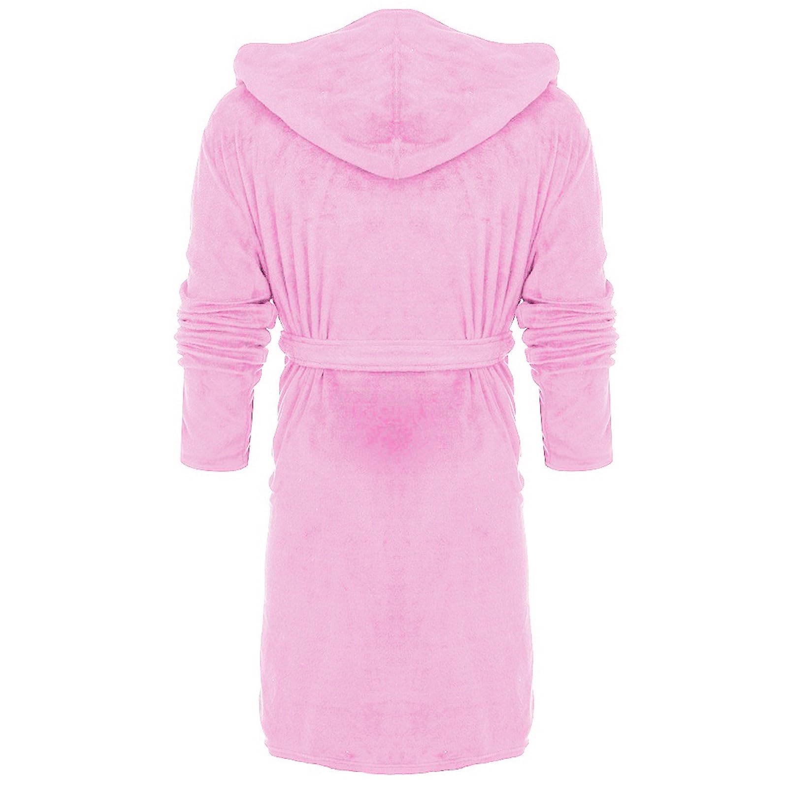 Generisch Albornoz largo para mujer, elegante albornoz con capucha, albornoz de invierno grueso, albornoz de viaje de manga larga, albornoz suave, ropa de dormir mullida