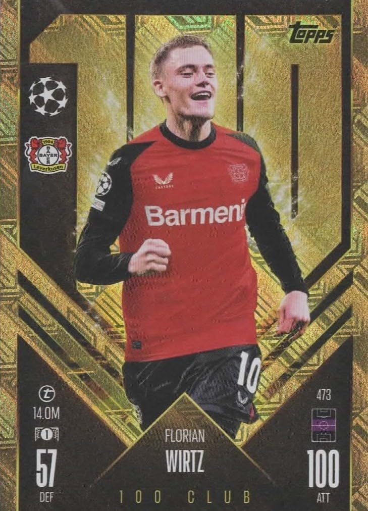 Match Attax 2024 2025 100 Club Trading Card(s) - You choose (100 Club - Florian Wirtz)