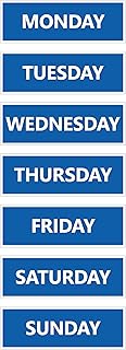 Days of The Week Calendar Magnets – Non-Abbreviated, Bold & Easy-to-Read, Durable & Reusable for Scheduling & Organization (3”W x 1”H) Blue