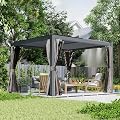 Domi Outdoor Pergola 10' x 12', Aluminum Louvered Pergola with Adjustable Louvers, Full Aluminum Frame, Built-in Gutter System, Modern Patio Gazebo for Deck Garden Patio, Gray