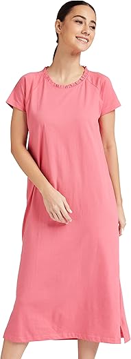 Amazon Brand – Symbol Women’s Nightdress Relaxed Cotton Calf Length Regular Fit Nighty