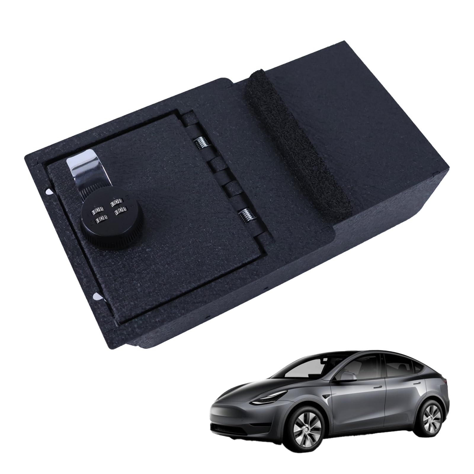 Photo 1 of Console Safe Gun Safe for Car, M1M Premium In-Vehicle Console Lockbox Compatible with Tesla Model Y and Model 3 2021-2023 with Heavy Gauge Cold Rolled Plate Steel, Fingerprint Lock with Backup Key.