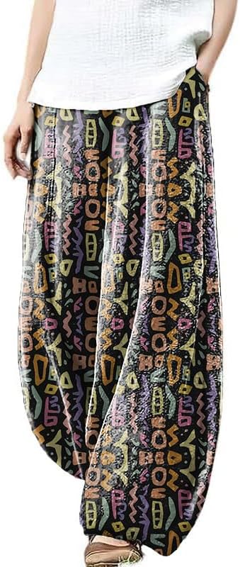 Boho Pants for Women Summer Baggy Pants Comfy Soft Pants for Women Womens Pants Elastic Waist Lantern Trouser