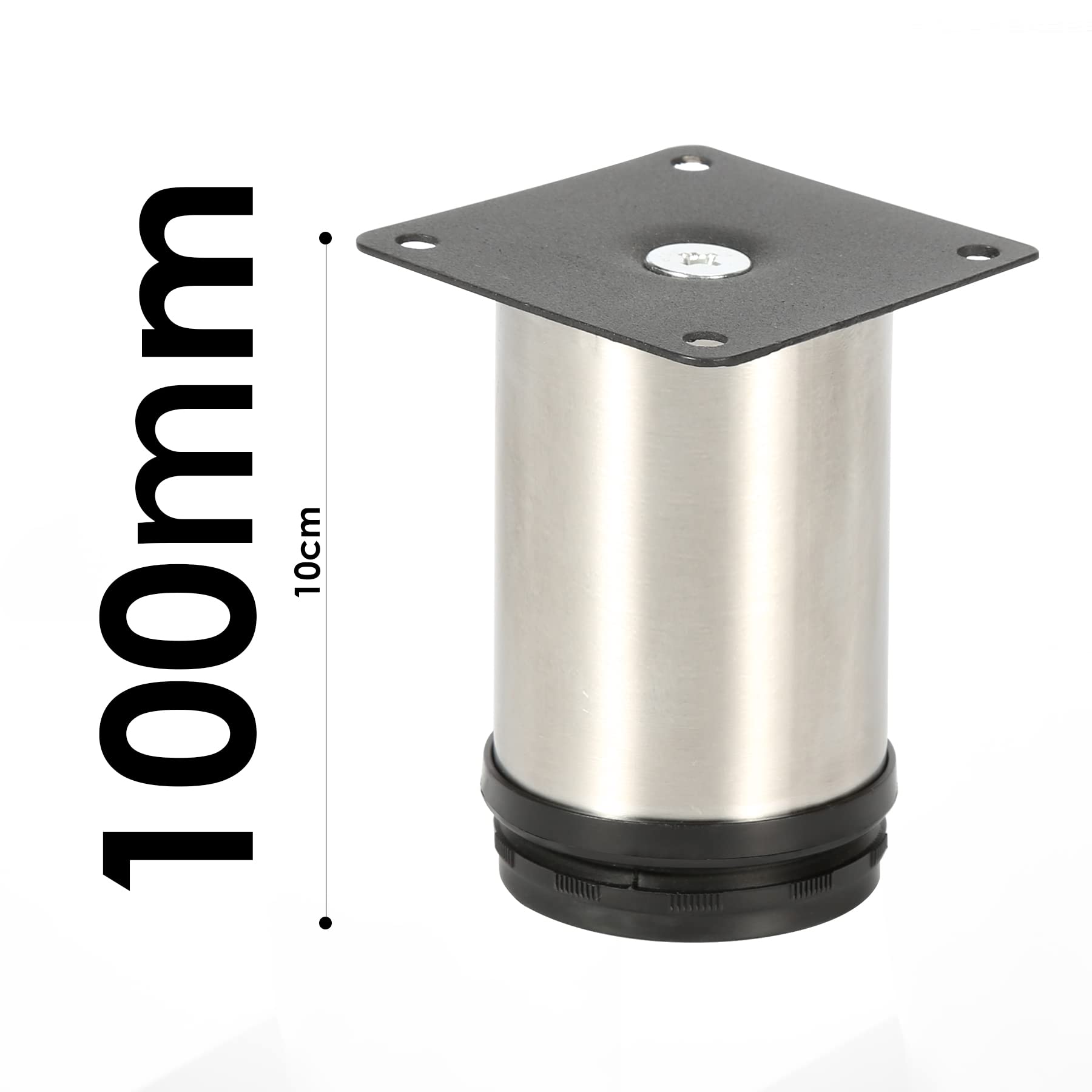 12 patas de acero inoxidable para muebles, altura de 150 mm, altura ajustable, 15 mm, para muebles, armarios de cocina, mesa, patas de armario, soporta hasta 250 kg