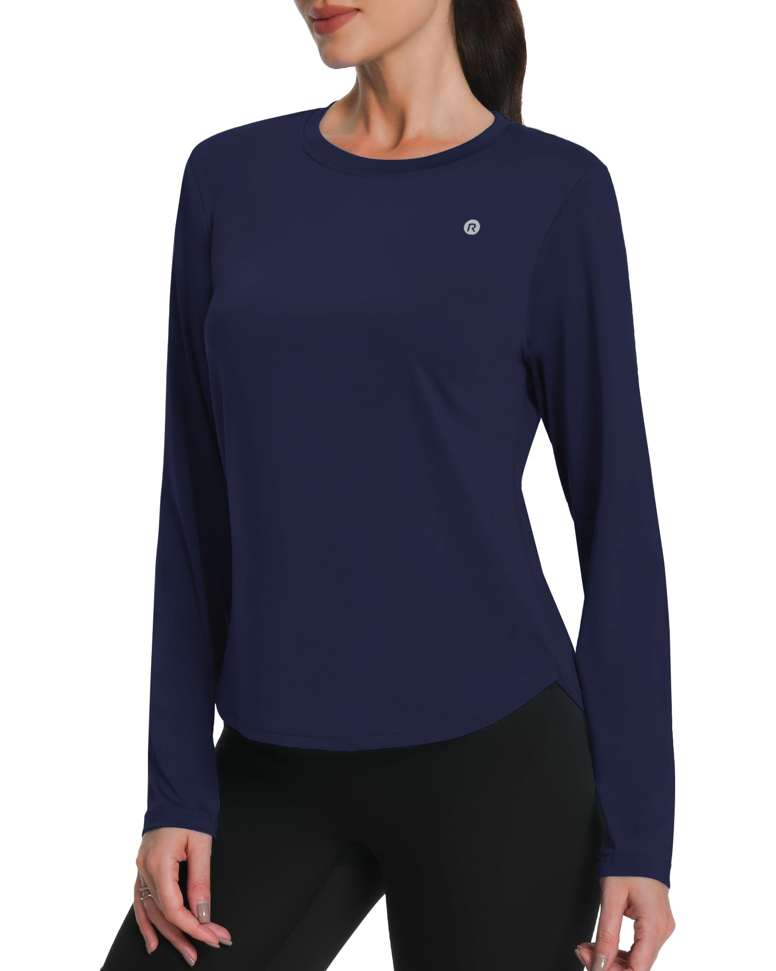 Runhit Sportshirt Damen Langarm, UPF 50+ UV Shirt Funktionsshirt Locker Atmungsaktiv Schnelltrocknend, Leichtes Laufshirt mit Daumenloch & Schlitzsaum für Fitness Yoga Outdoor Sport