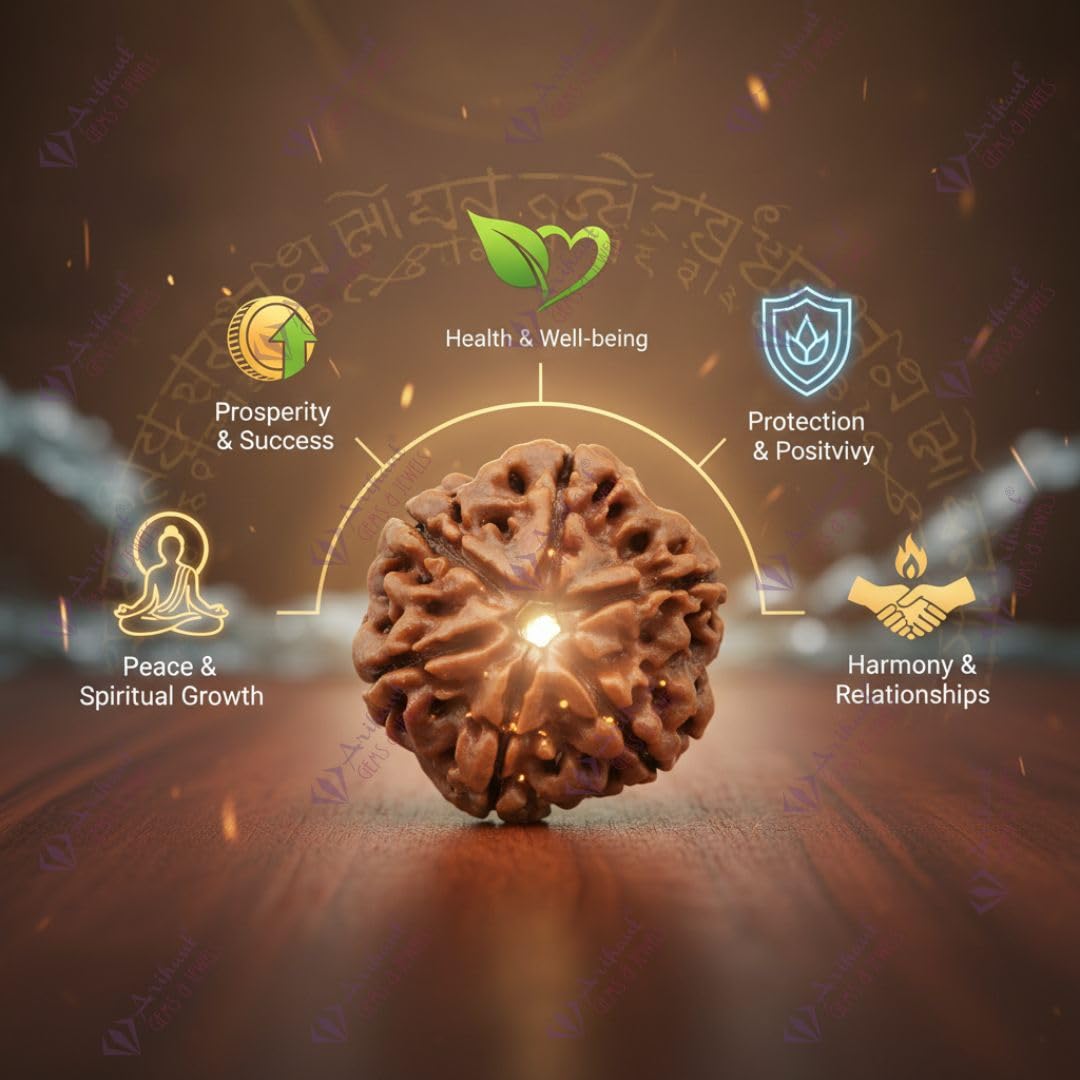 Arihant Gems and Jewels® 6 Mukhi Nepali Rudraksha | Natural, Certified, Astrological | Unisex for Men & Women 3