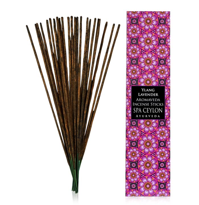 SPA CEYLON Ylang Lavender Aromaveda Incense Stick Calming Home Fragrance, Hand-Rolled Scented Sticks for Aromatherapy