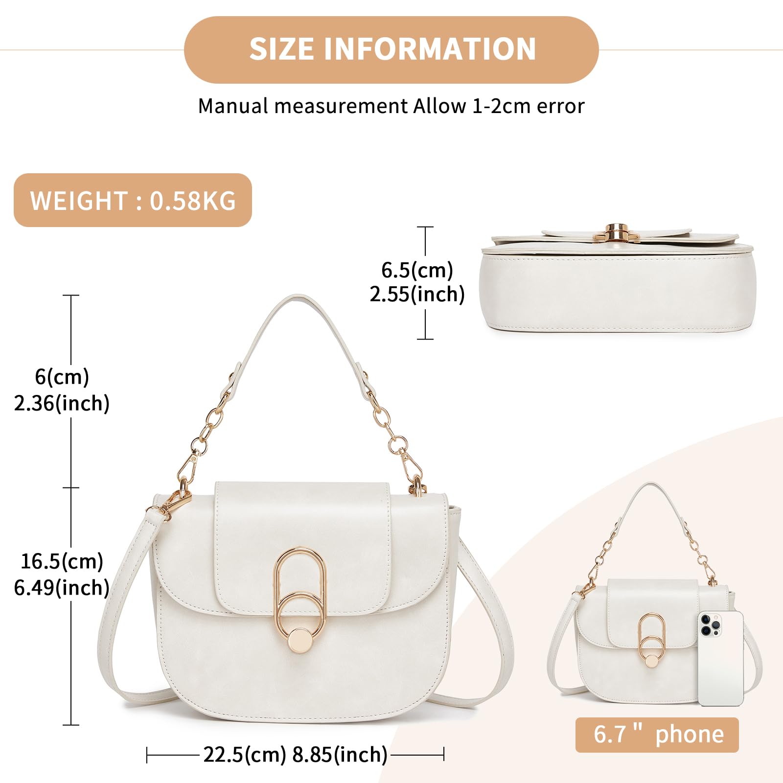 Miss Lulu Sac à Main Femme en Cuir, Sac Bandoulière Élégant avec Fermeture Magnétique, Sac a Main et Épaule pour Tous les Jours pour Université, Travail, Idéal Cadeau de Fête