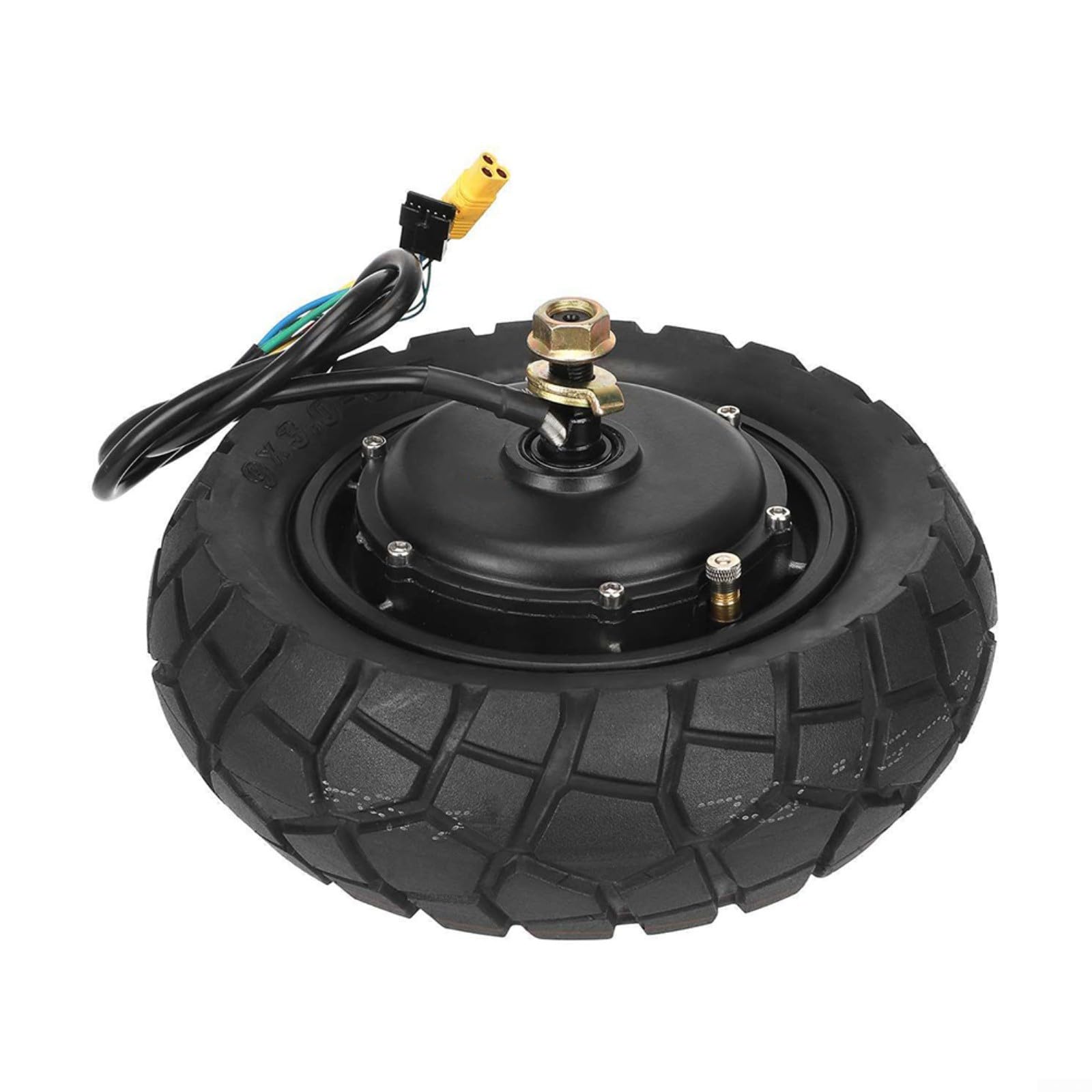 Roue de moteur 600 W 48 V pour scooter électrique Kukirin G2 Pro DB 9X30-55 avec bande de roulement irrégulière résistante à l'usure en métal et caoutchouc moyeu arrière de rechange