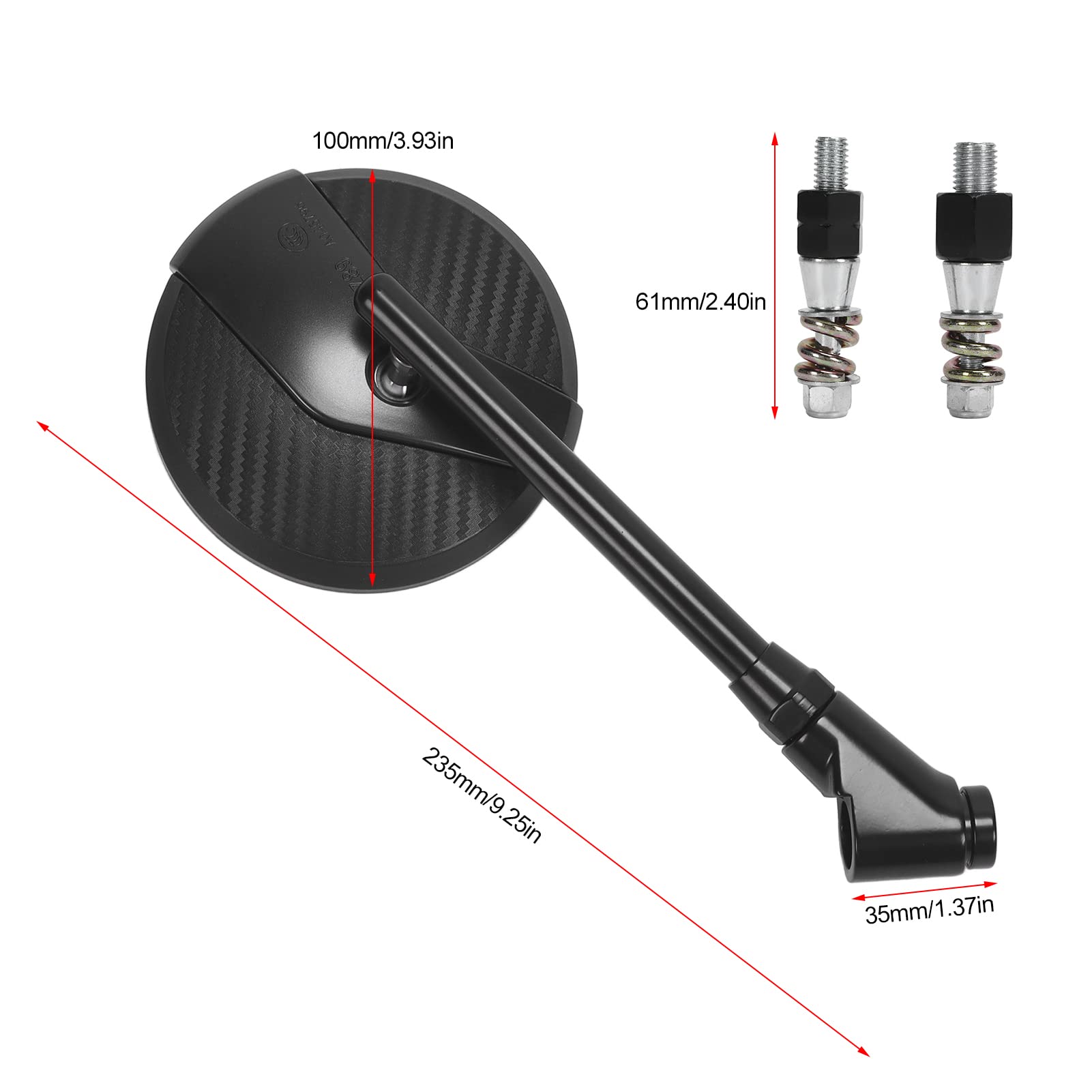 Specchietto Retrovisore Moto Ruotabile a 360 Gradi, Stile Fibra di Carbonio, Ultra Trasparente, Materiali Premium, Facile da Installare, Universale per Moto, Scooter, Bici da