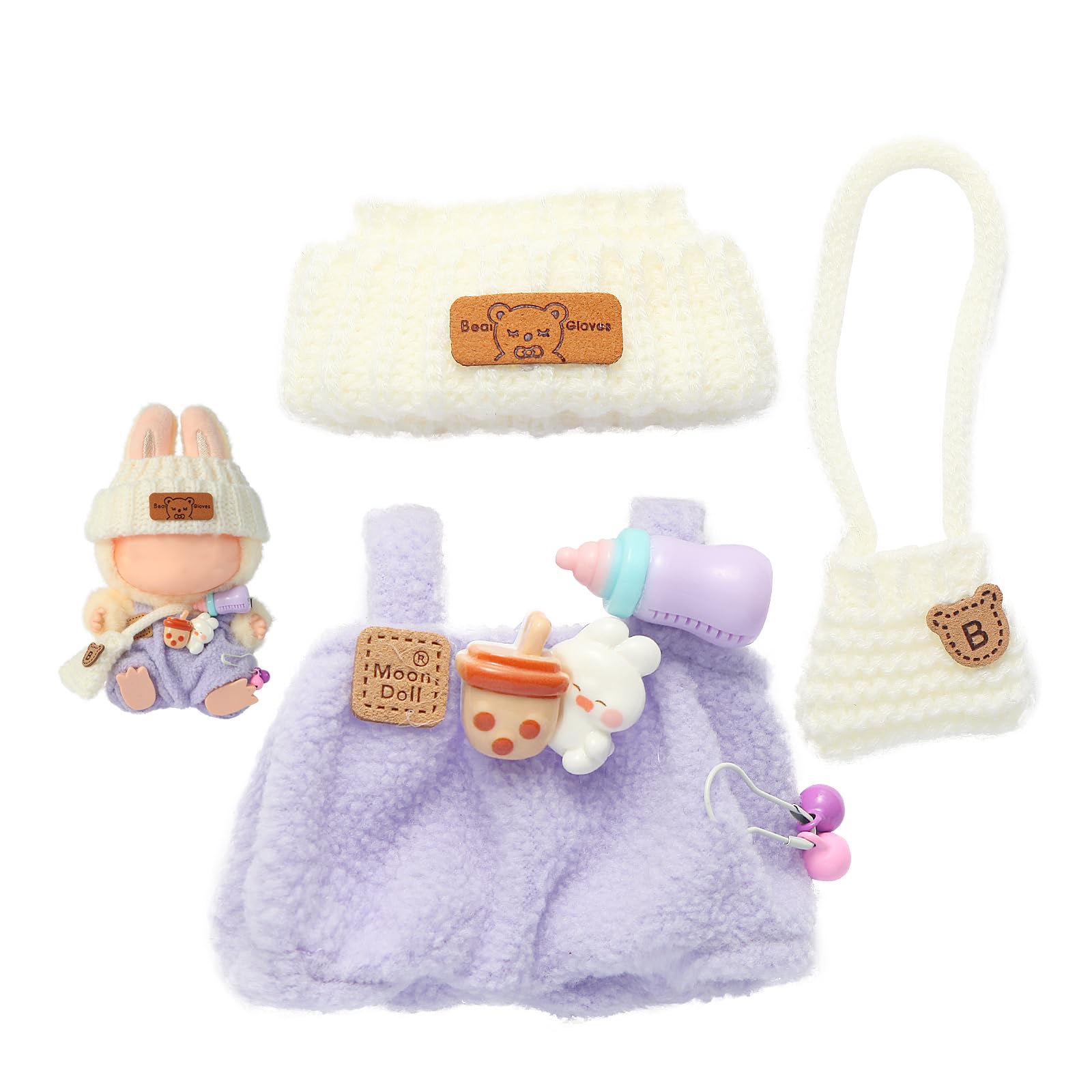 Ciunura Doll Clothing for Labubu, Premium Outfits for Labubu Dressing up, Doll Accessories for Labubu(Purple Overall)