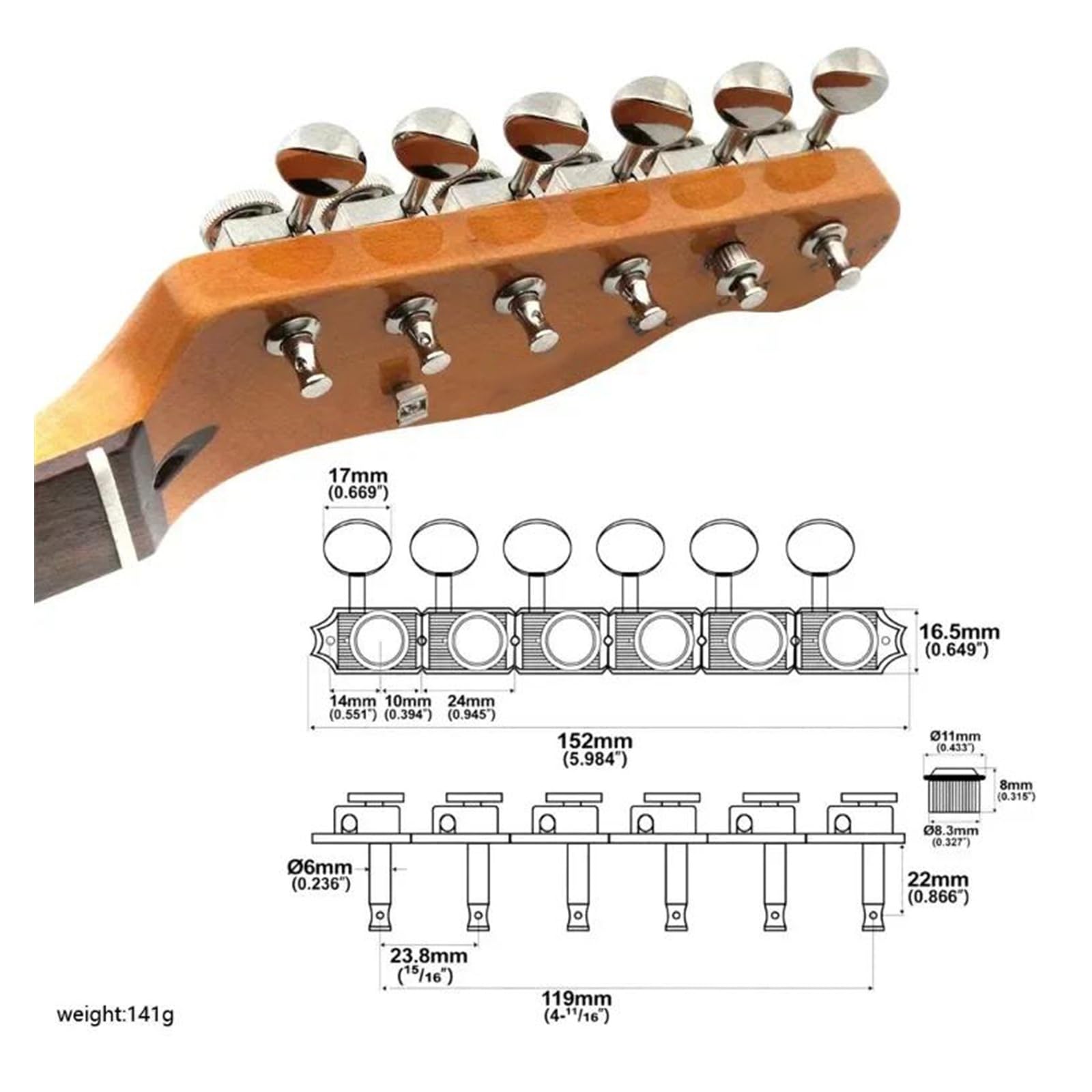 piroli per chitarra Meccaniche autobloccanti per chitarre elettriche per mancini