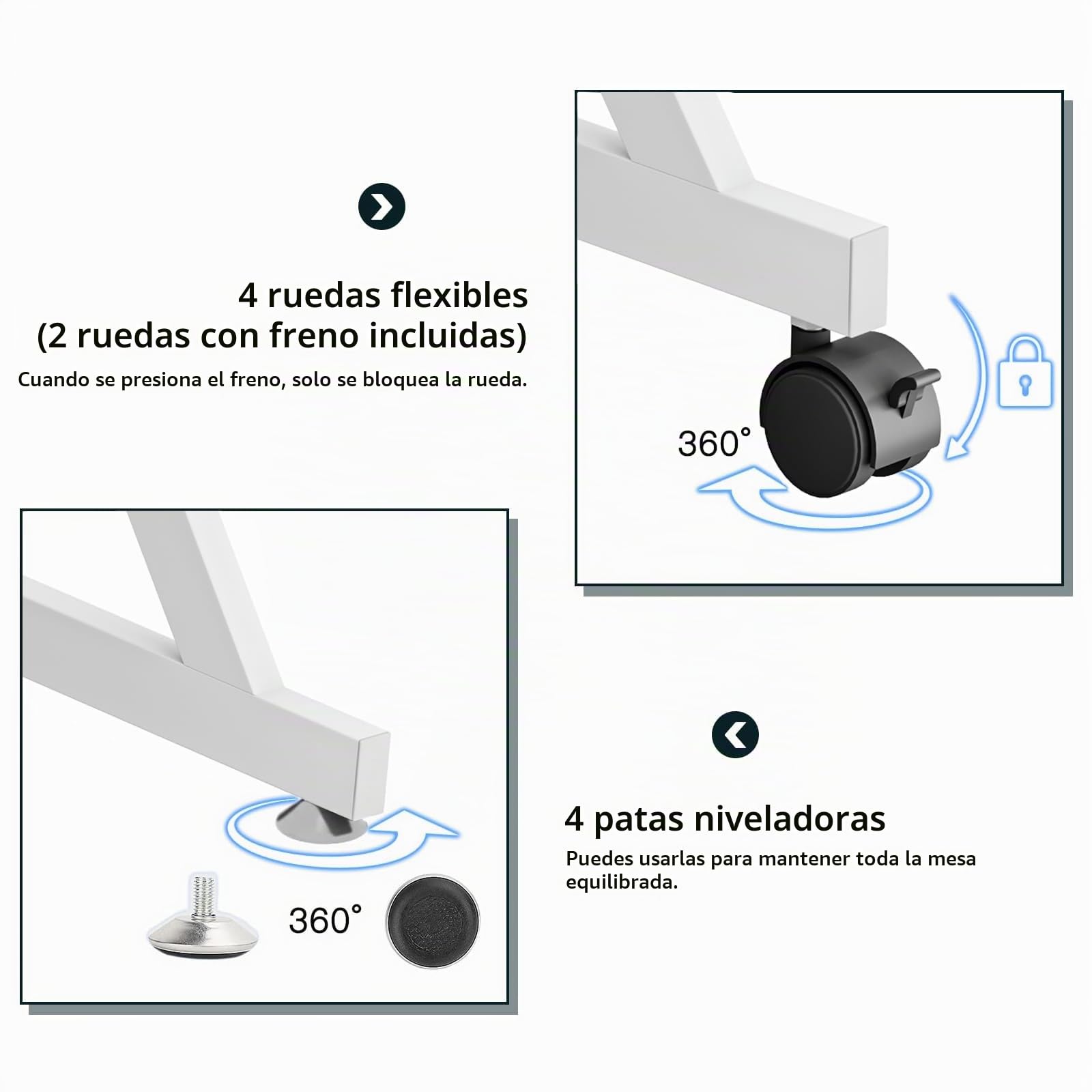 Dripex Mesa para Ordenador con Ruedas, con Estante, Escritorio Pequeño para Oficina en Casa, en Forma de Z, 70x60x79cm, Blanca