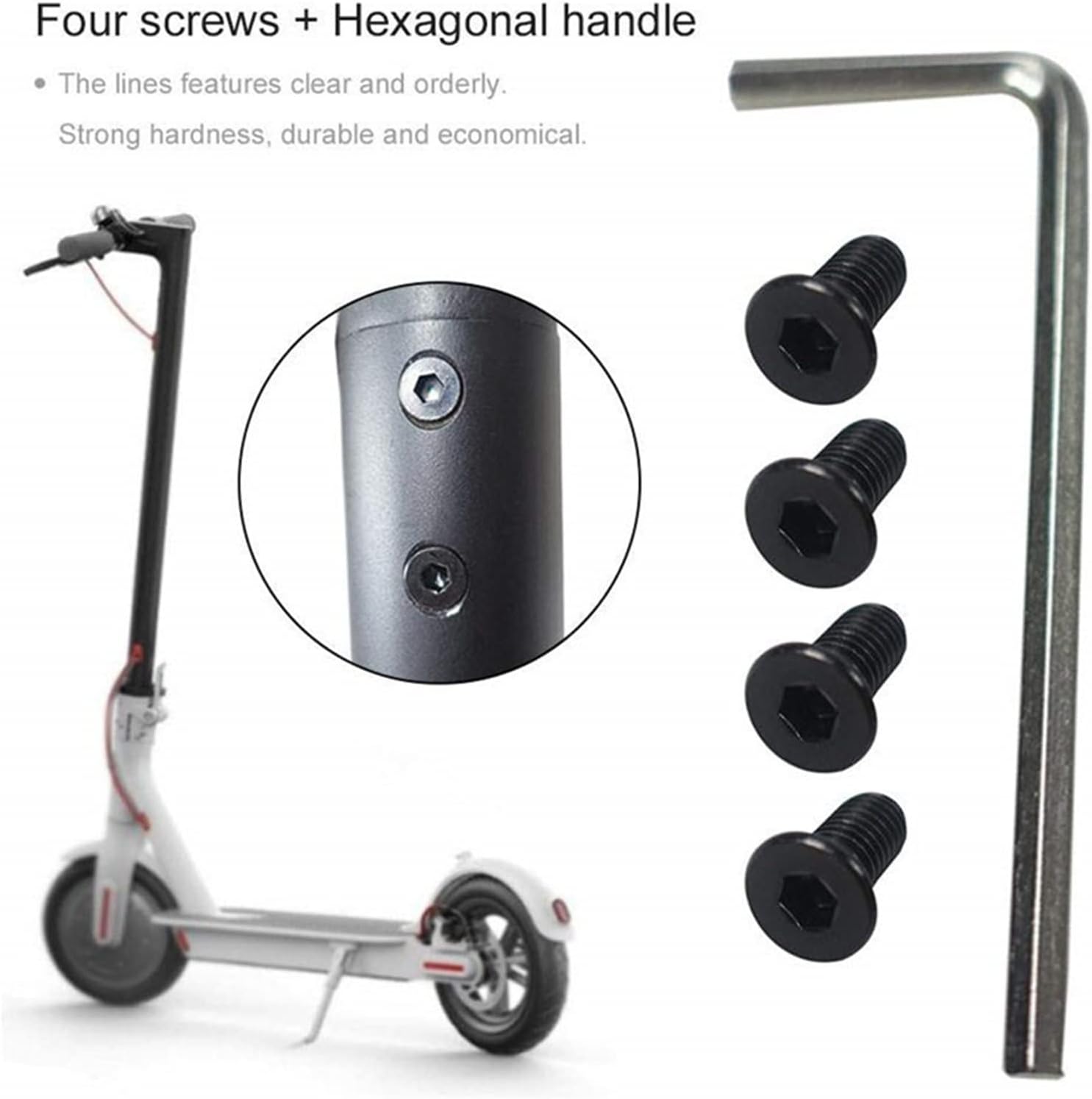Forehead Head Faucet Screw with Hex Handle Fit for Xiaomi Fit for M365 Electric Scooter Screw Hex Head Allen Screw Set Fit for Xiaomi Fit for M365 Parts, Black