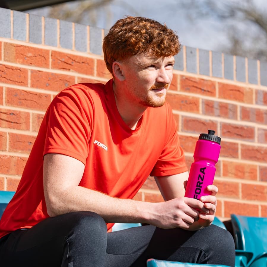 FORZA 750ml Sports Drink Water Bottles - BPA Free, Soft Squeeze Plastic - Packs Available (Pack of 96, Pink)
