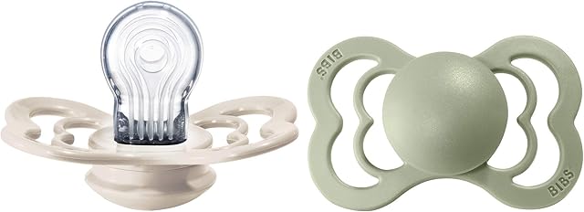 BIBS Supreme Soother 2-Pack, BPA Free Dummy Pacifier, Symmetrical Nipple. Silicone, Size 2 (6-18 Months), Ivory / Sage