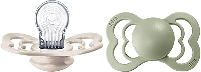 BIBS Pacifiers - Supreme Collection | BPA-Free Baby Pacifier | Made in Denmark | Set of 2 Ivory/Sage Color Premium Soothers | Size 6-18 Months