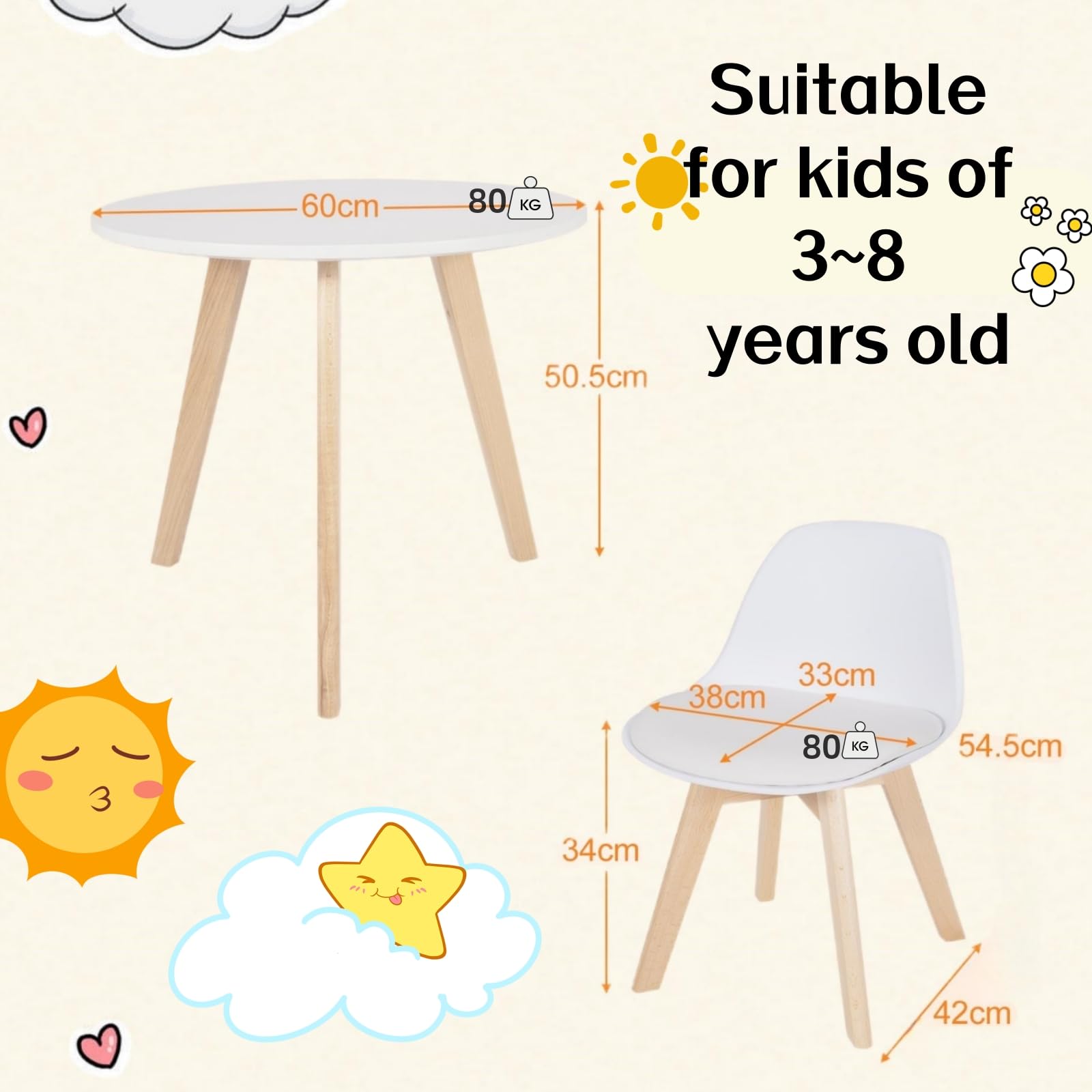 Set van kindertafel LOULOUNE 2 stoelen POUPINETTE - Wit Set van kindertafel LOULOUNE 2 stoelen POUPINETTE - Wit