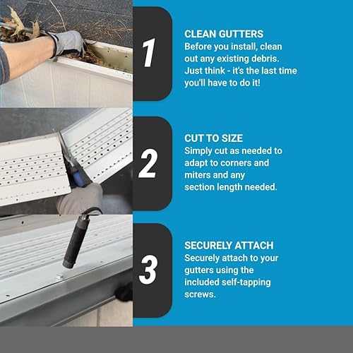 Miniatura 6 de Raptor Gutter Guard Kit de protección de canaleta de aluminio con acabado de molino de 48 pies (nominal) con tornillos incluidos. Se adapta a