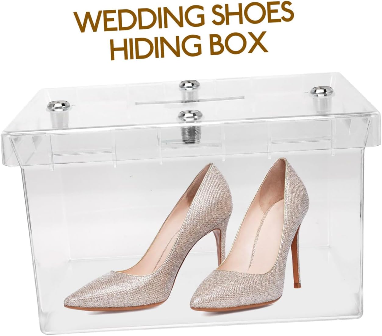 SHINEOFI Wedding Shoes Box with Lock and Holes Acrylic Card Box for Wedding Party DIY Money Donation Keepsake Storage