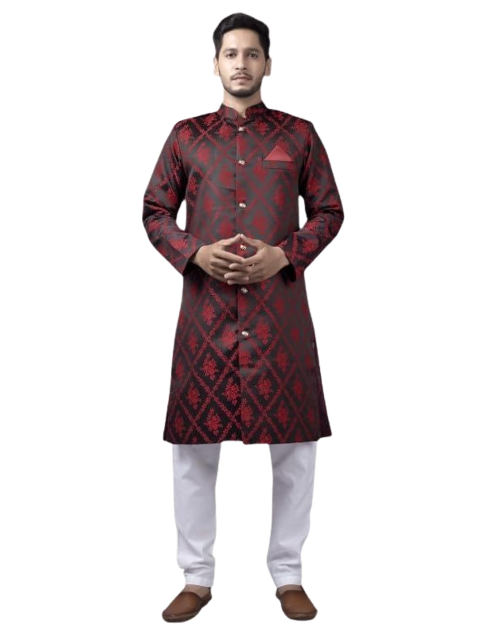 xepon Mens Ethnic Wear Jecquard Wedding Sherwani Payjama Set-picture-23