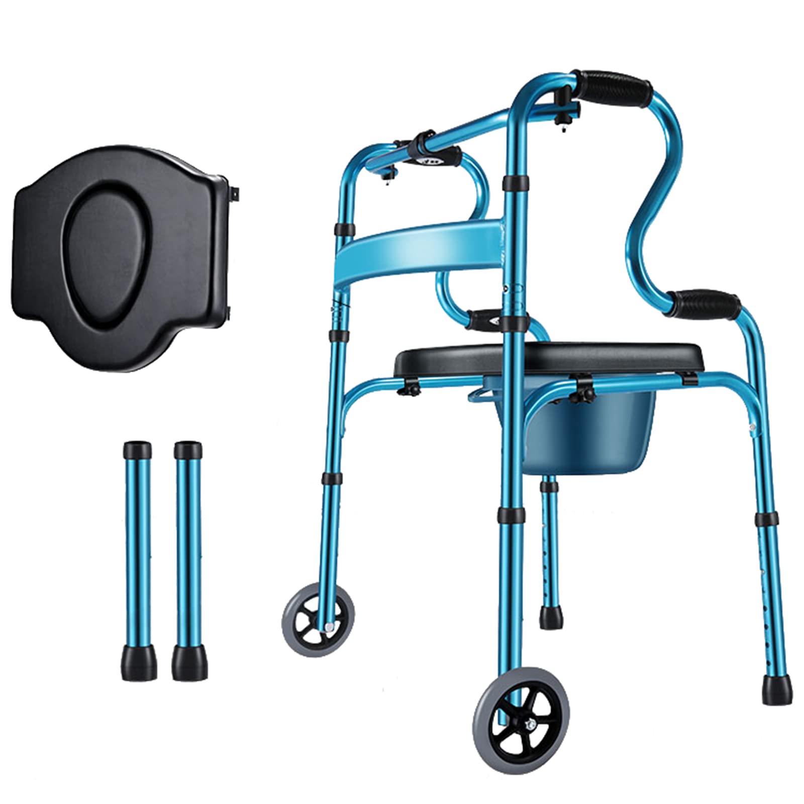 Andador para Personas Mayores, Plegable, Ligero, con 2 Ruedas, Altura Ajustable, Vertical, para Interiores, para Personas Mayores,Blue,E