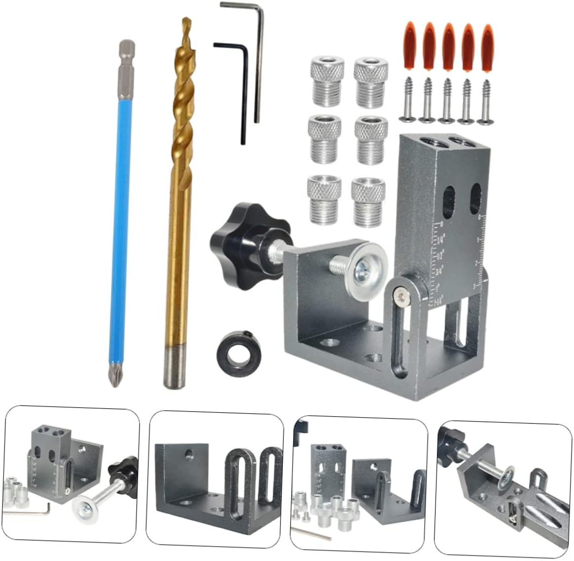 15 Degree Adjustable Drilling Hole Positioner Clamp Woodworking Drill Locator Tool for Accurate Hole Placement 1 Set