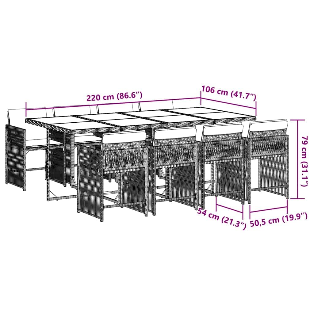 vidaXL Ensemble à Manger de Jardin avec Coussins 7 pcs, Table et Chaises à Dossier Rabattable, Meubles d'Extérieur Patio Terrasse, Moderne, Gris Résine Tressée
