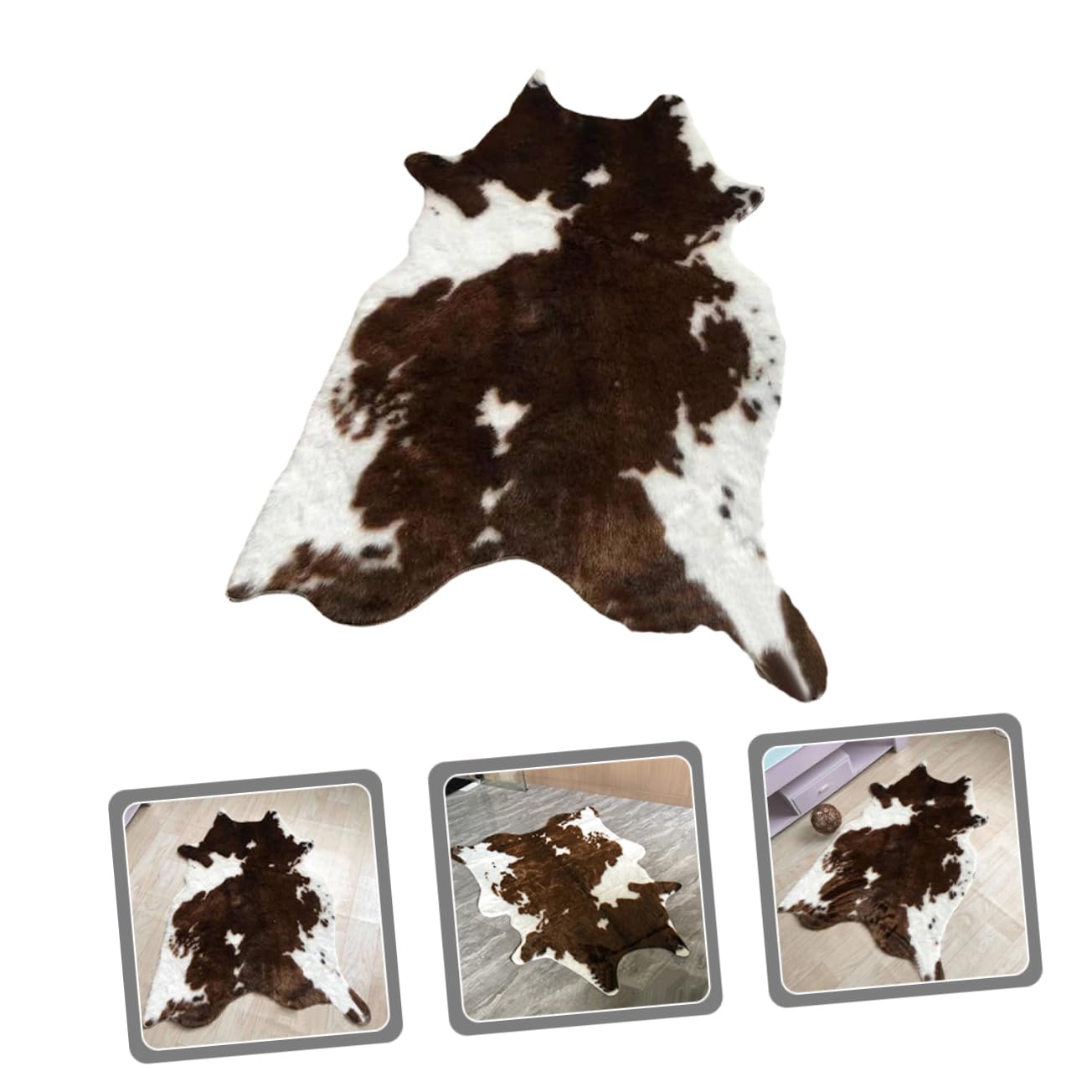 SOLUSTRE Tapis de Sol Moelleux à Motifs Animaux Imitation Peau de Vache Marron Léger pour Décoration Maison Salon Chambre Confortable et Chaleureux