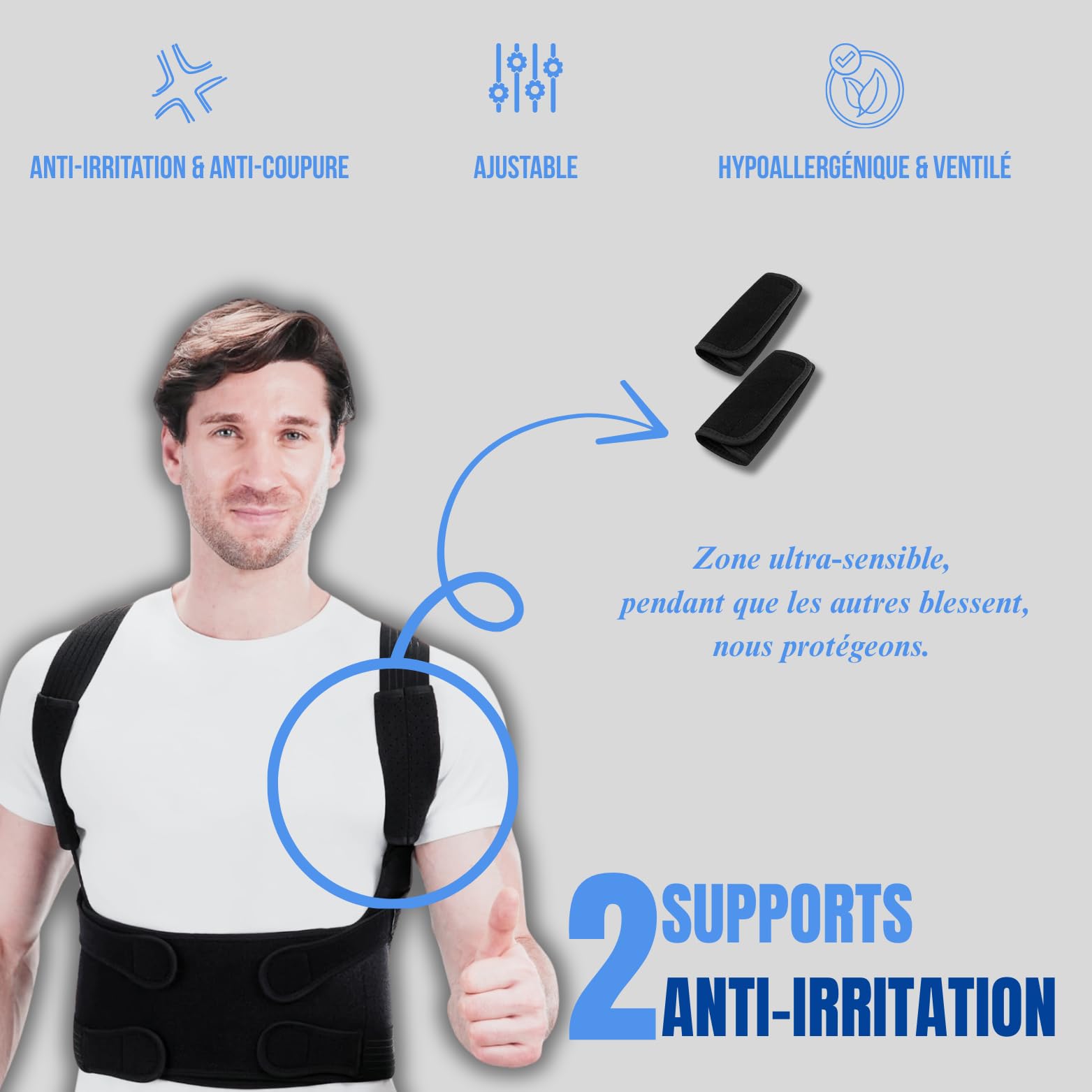 NP'MEDICAL - Corrector de postura para hombre y mujer | Rectificador de espalda con cinturón lumbar dorsal | Alivia el dolor y endereza la espalda | Ortesis de retención de espalda, cuello y hombros