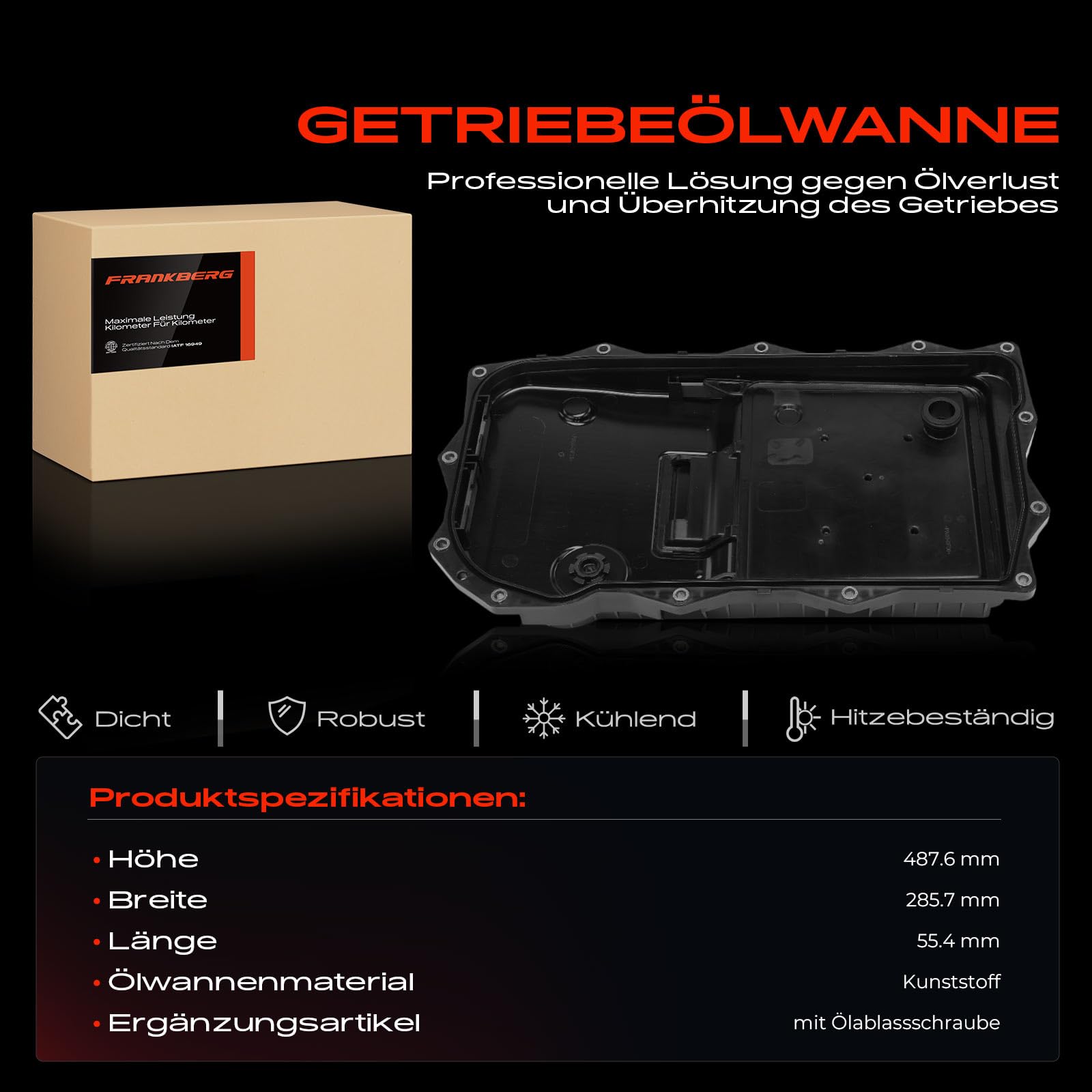 Frankberg Ölwanne Getriebeölwanne Getriebeautomatik 8 Gang Kompatibel mit Ram 1500 DJ DS 3.7L-5.6L 2008-Heute Grand Cherokee IV WK WK2 3.0L-6.4L 2010-Heute Benzin Replace# 68225344AA
