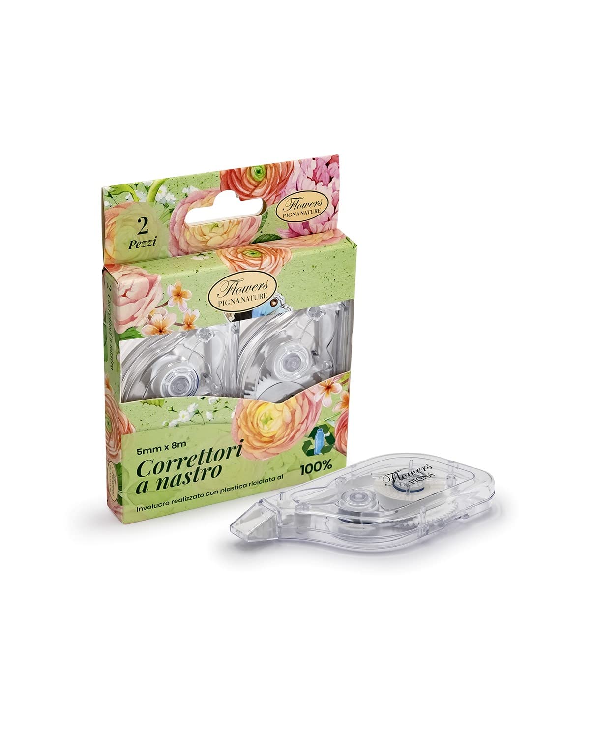 Pigna Blister Pack of 2 Correction Tapes Nature Flowers