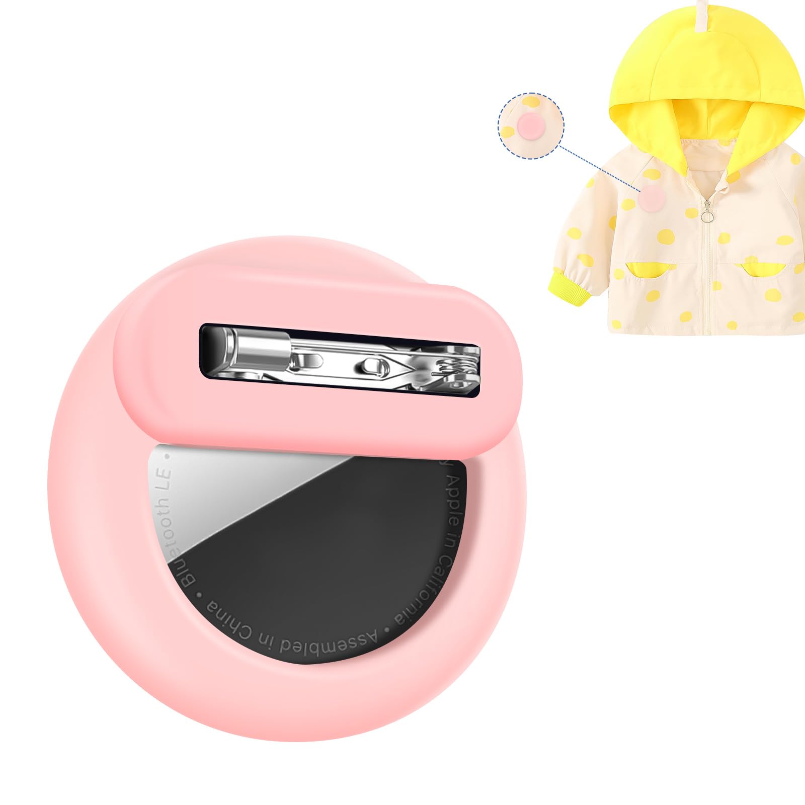 AXFEE 2PCS Hidden Air-Tag Case for Kids, Air-tag Holder with Safety Pins, Anti-Removal Sicoilne case, Compatible with Apple air-tag for Kids Adult Pets Backpack Inside Clothes, White, Pink — view 19