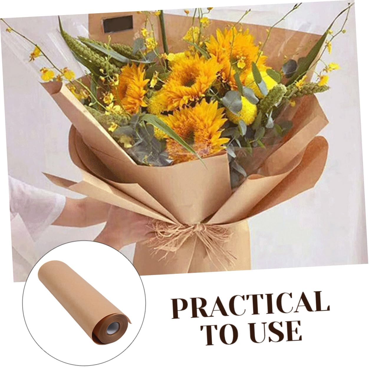 EXAOMBLE Wide Long Kraft Paper Wrapping Paper Recyclable Craft for DIY Handicrafts and Bouquet Packaging