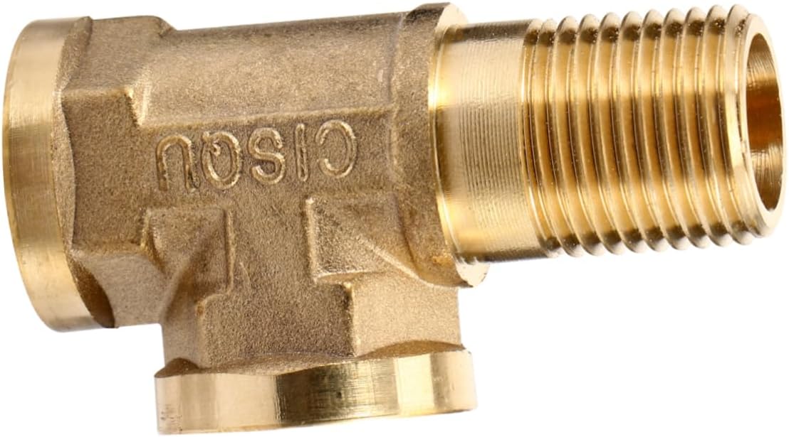 Brass Tee Type Gas Adapter Connector Fitting for Industrial Applications Heavy Duty Brass Joints with Screw Thread Design for Secure Installation and Long Term Use