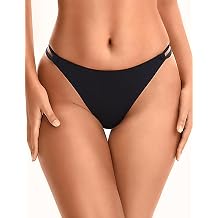 Womens High Cut Bikini Bottom - Cheeky Brazilian Strappy Low Rise Bathing Swimsuit Bottom