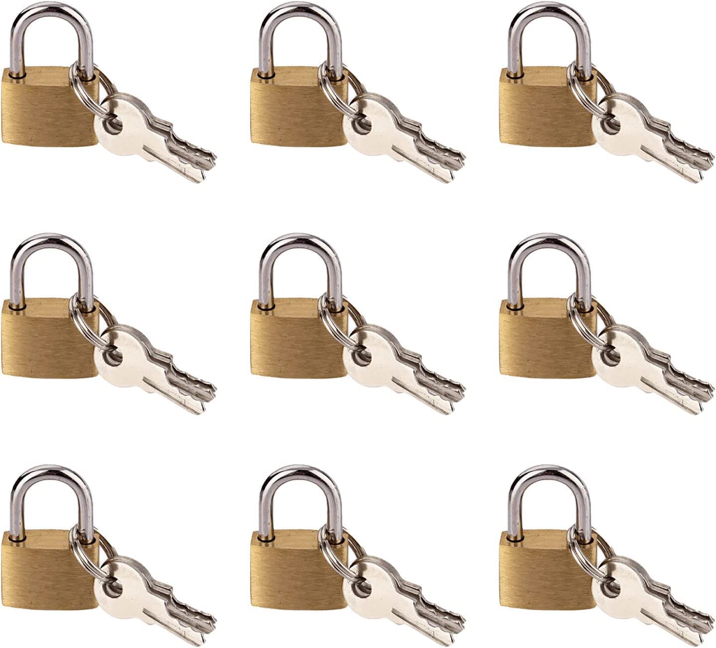 Bekner Mini Locks with Keys,Keyed Padlocks,Solid Brass Lock,Small Metal Padlock for Luggage,Backpacks, Jewelry Box, Gym Bags (Gold) (8)-picture-0