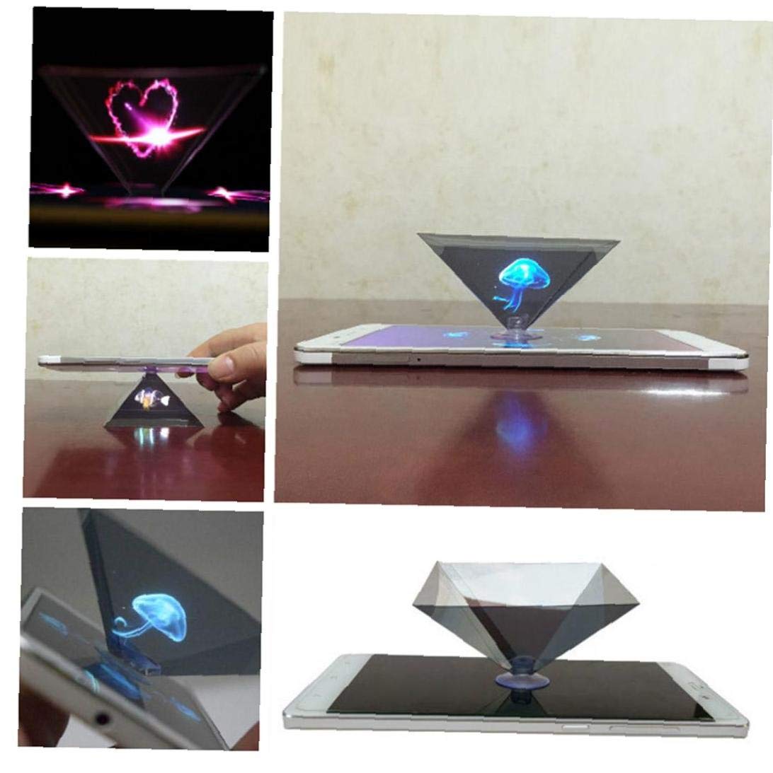 Il Video Proiettore 2 Pc 3D Ologramma Piramide Banco di Mostra Universale per Il Telefono Mobile
