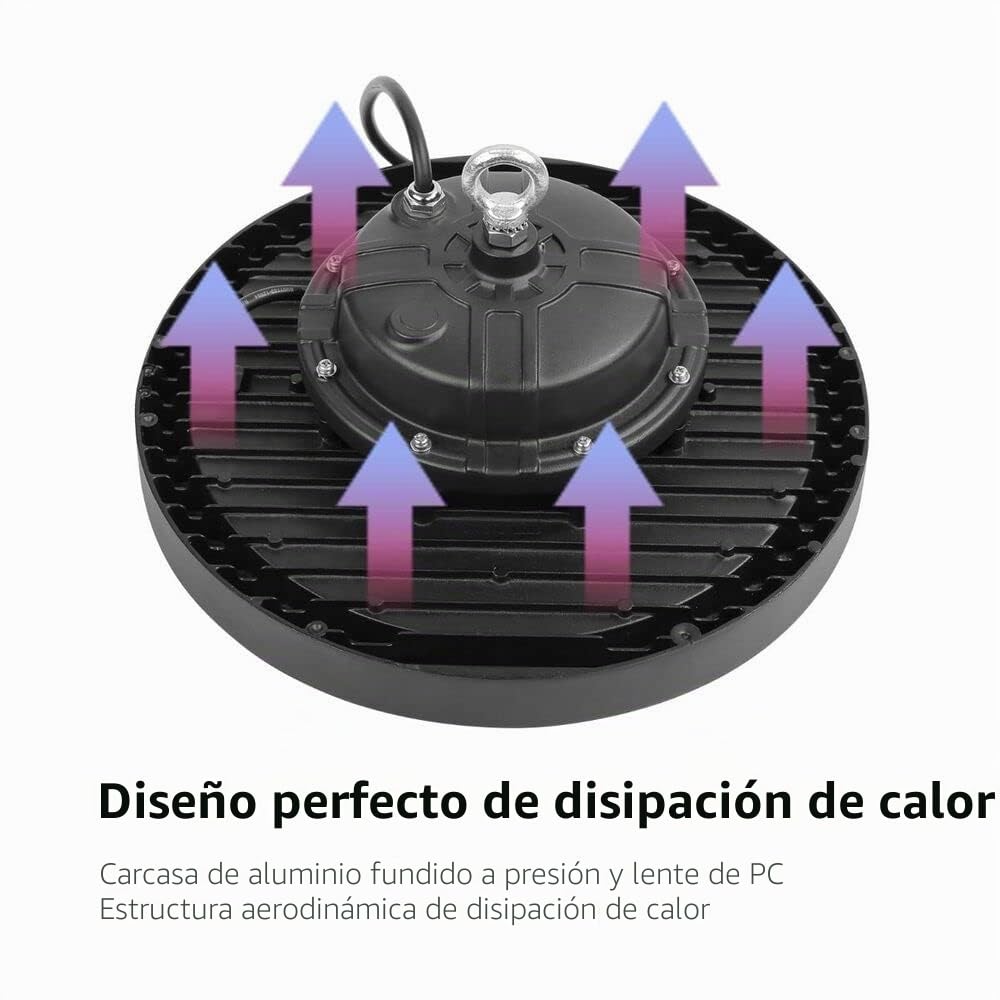 UFO LED High Bay Light de 150 W, 400 W equivalente a metal, 21.000 lúmenes, 4000 K, blanco neutro para almacén, fábrica y garaje, certificado CE y TUV Sud