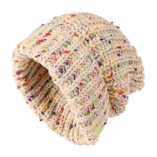 DMMWCX Hat Stylish, Loose-Fitting, Warm, and Thickened Women's Autumn and Winter Knitted Hat-Beige White