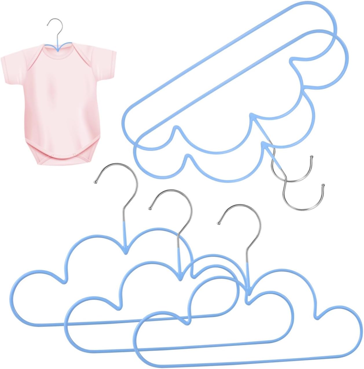 Generic 5pcs Sky -Shaped ’s Clothes Hangers, Ultra-Thin Space-Saving Design with Notches, Plastic-Coated 30x19cm for Boys and ’ Closet Organization