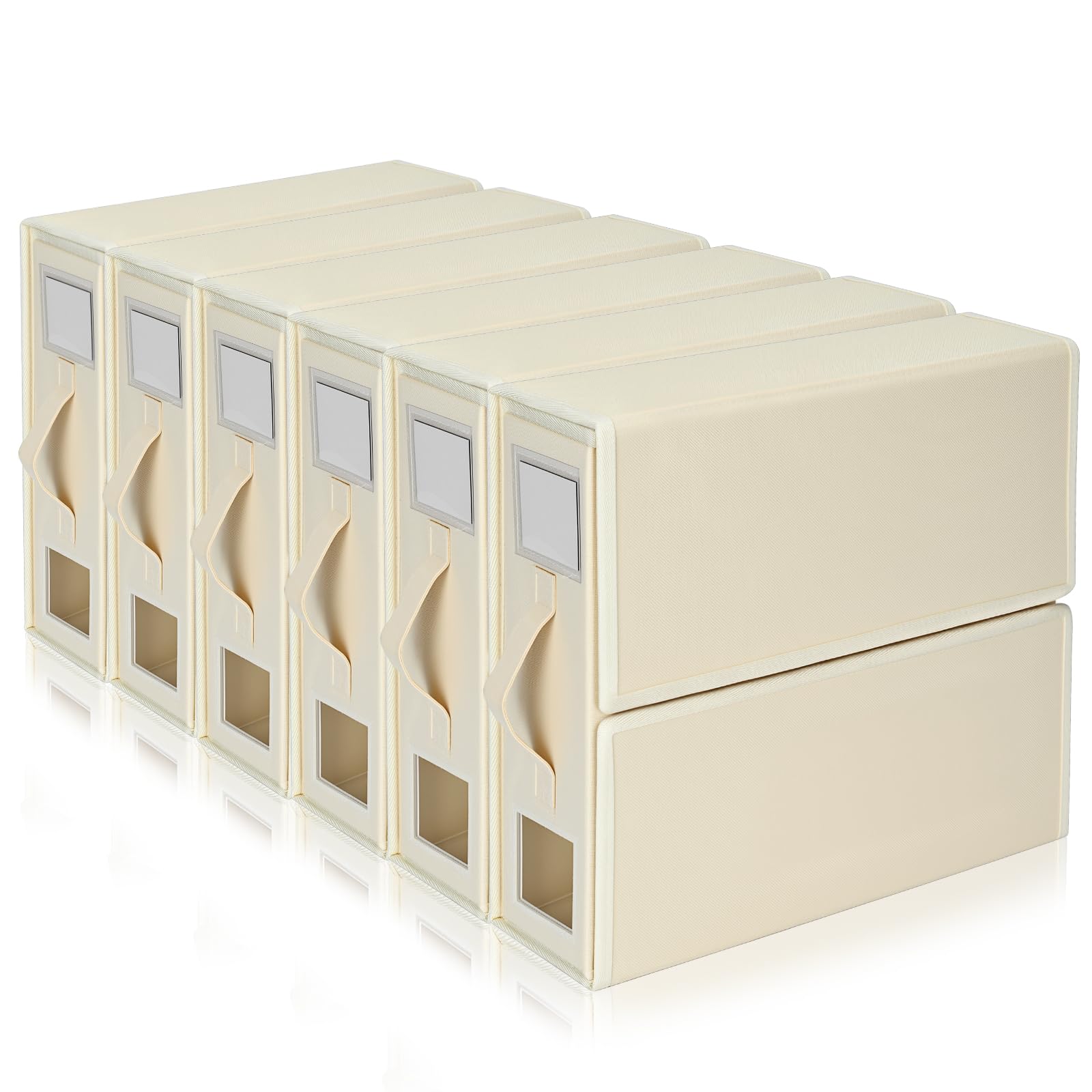 6 Pezzi Organizer Lenzuola Per Armadio, Sacche Per Lenzuola Pieghevoli, Scatole Porta Biancheria Da Letto Con Finestra, Contenitori Sottoletto Per Lenzuola, Copripiumini, Vestiti E Coperte, Beige