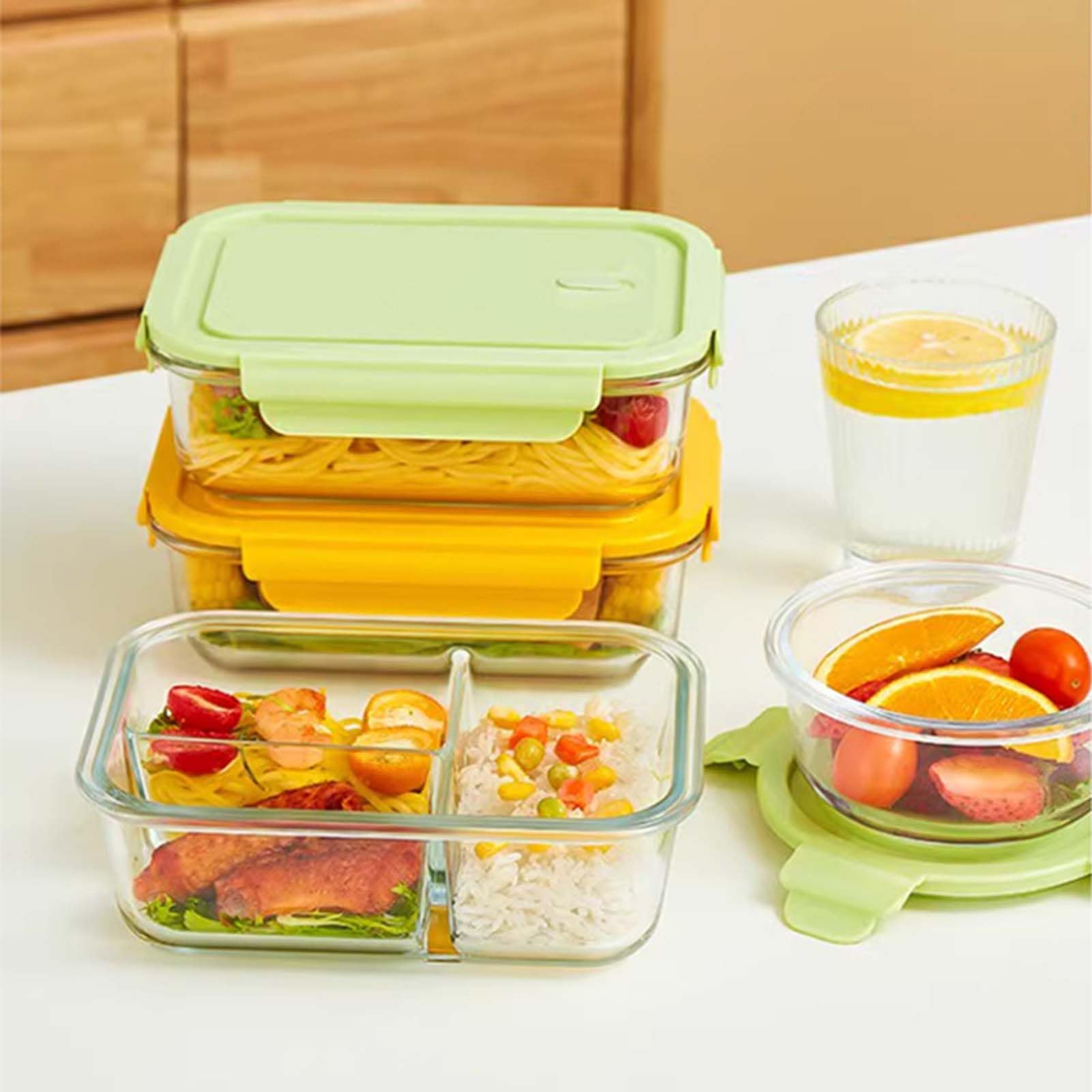 Szklane pojemniki na żywność z pokrywkami, szczelne pojemniki do przygotowywania posiłków, zestaw szklanych pojemników na lunch, pojemnik typu bento dla dorosłych, organizer do przechowywania w lodówc
