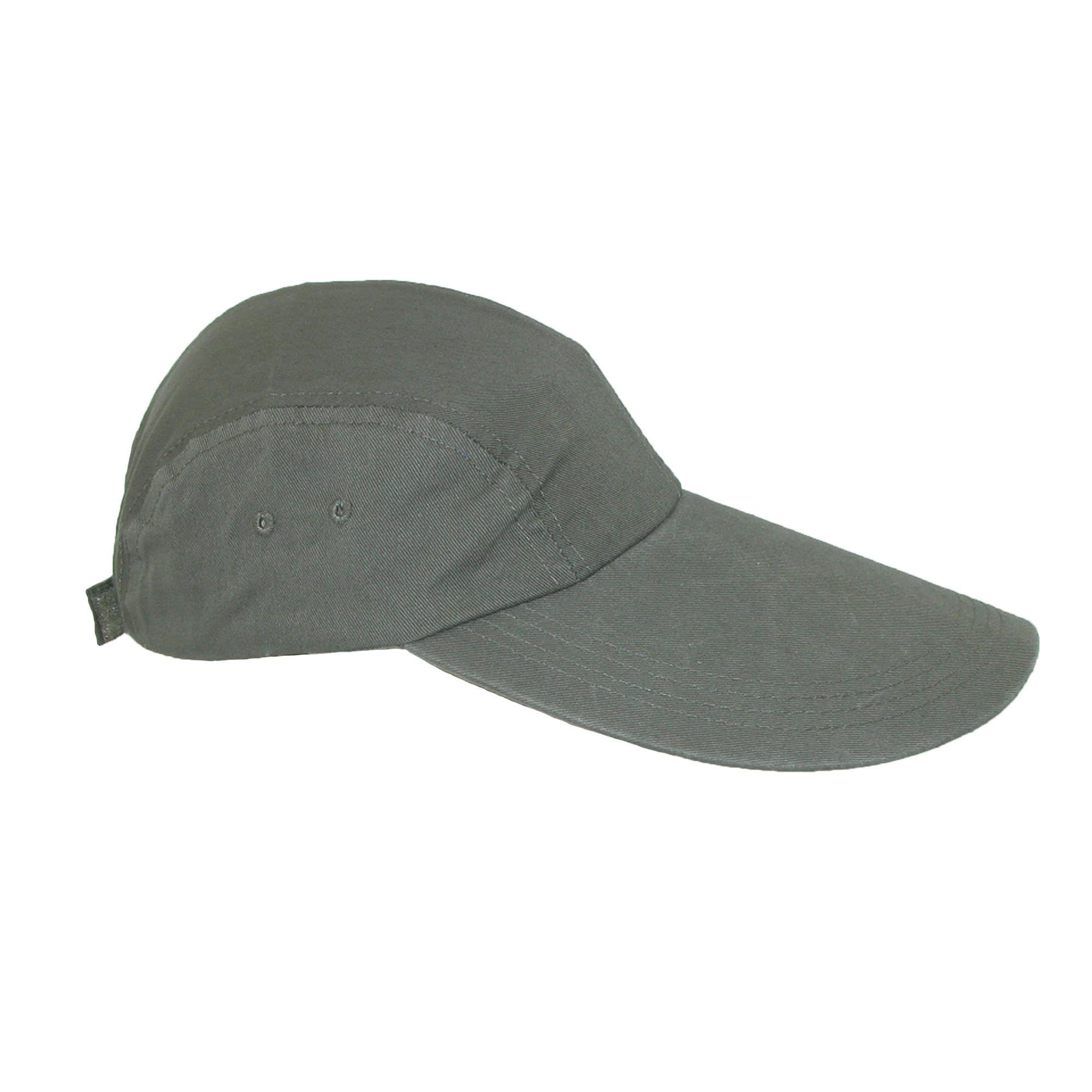 Cotton Long 5 Inch Bill Visor Baseball Cap, Olive Green